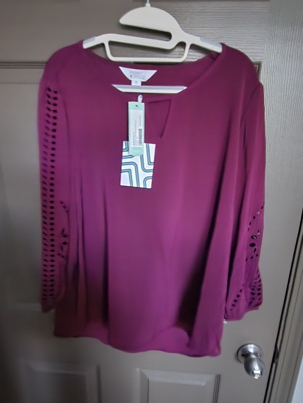 Market Spruce Women’s Magenta Crochet-Sleeve Blouse - Unknown Brand